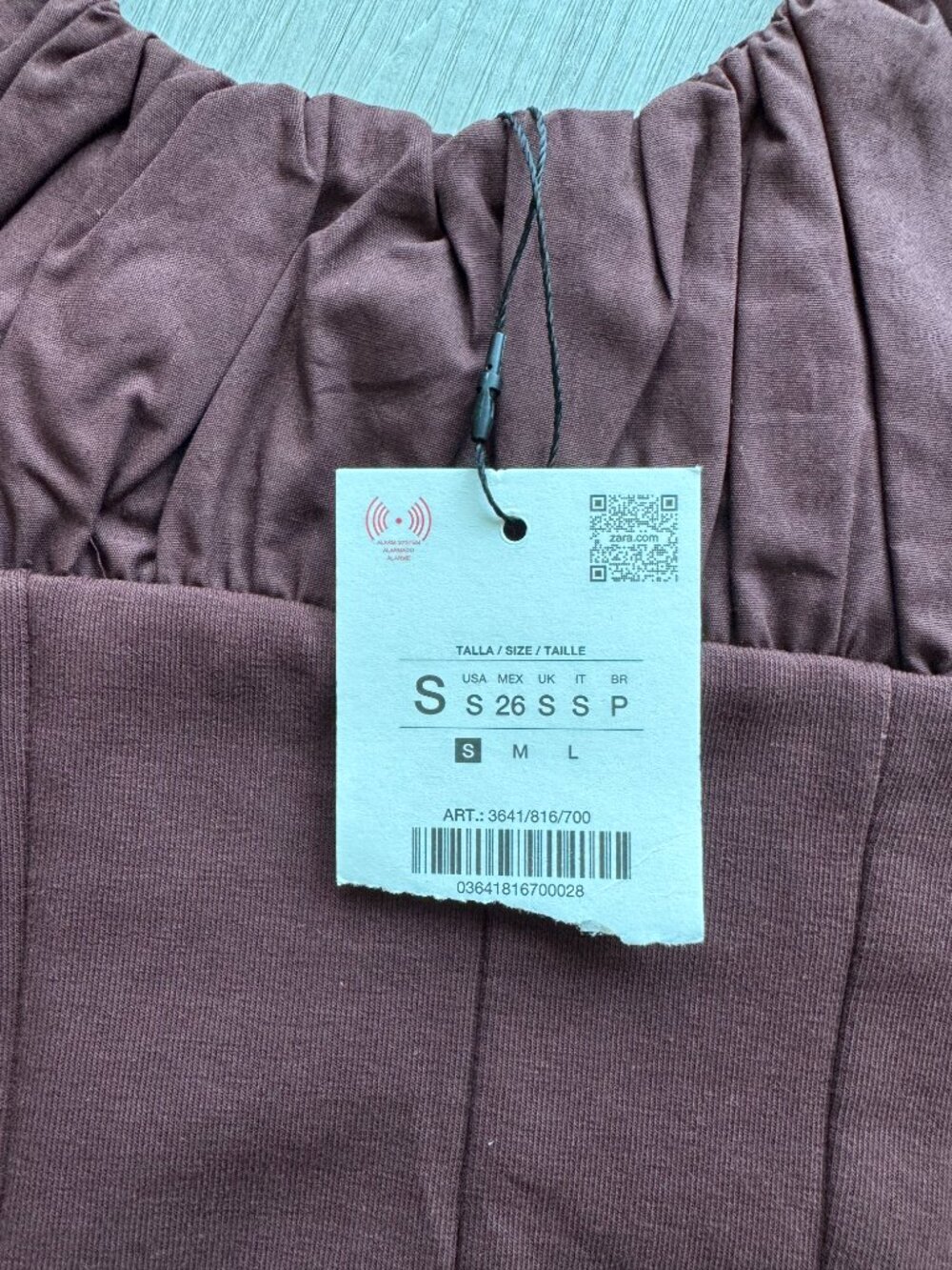 🤎 ZARA Combination Interlock & Poplin Top – Brown NWT Size S - Picture 10 of 13